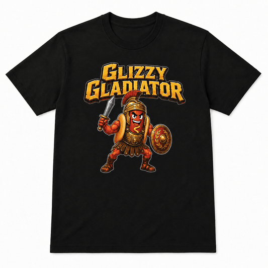 Glizzy Gladiator black T-shirt — Big Chato's Apparel, printed in Virginia